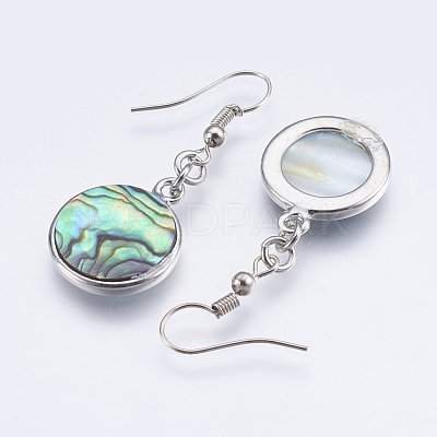 Abalone Shell/Paua Shell Dangle Earrings EJEW-F147-A08-1