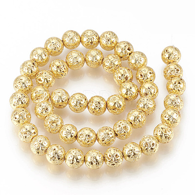 Electroplated Natural Lava Rock Beads Strands G-T061-55A-6mm-1