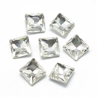 Pointed Back Glass Rhinestone Cabochons RGLA-T027-14x14mm-01-1