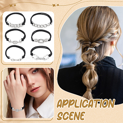 6Pcs 6 Styles Elastic Hair Ties OHAR-ME0001-16A-1
