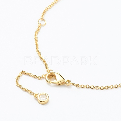 Brass Micro Pave Clear Cubic Zirconia Pendant Necklaces NJEW-E153-01G-1
