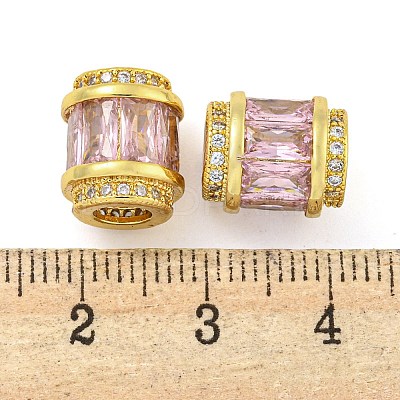 Rack Plating Brass Micro Pave Cubic Zirconia European Beads KK-F089-31G-02-1
