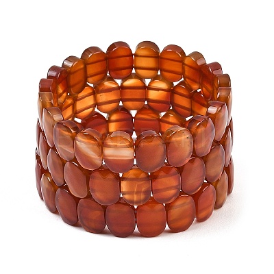 Natural Carnelian Oval Beaded Stretch Bracelet G-E010-01-33-1