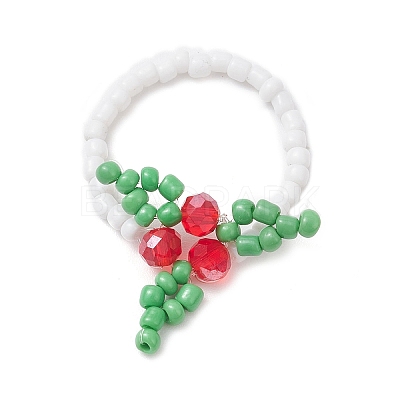 Christmas Glass Finger Rings RJEW-TA00220-1