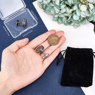 1 Pair Tibetan Style Brass Cufflinks for Men FIND-BBC0002-18-1
