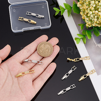 8Pcs 2 Colors Bowknot Rack Plating Brass Micro Pave Clear Cubic Zirconia Watch Band Clasps ZIRC-PH0001-32-1