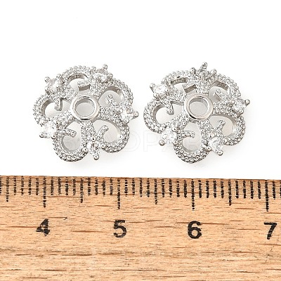 Flower Brass Clear Cubic Zirconia Bead Caps KK-V008-05P-1