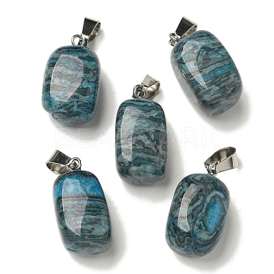 Natural Blue Agate(Dyed & Heated) Pendants G-Z067-03P-07-1