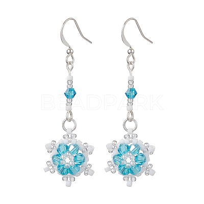 Glass Seed Beaded Dangle Earrings EJEW-MZ00171-1