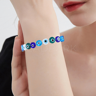 50Pcs 5 Colors Handmade Evil Eye Lampwork Beads LAMP-PA0001-30-1