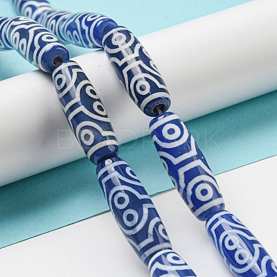 Blue Tibetan Style dZi Beads Strands TDZI-NH0001-B12-01-1