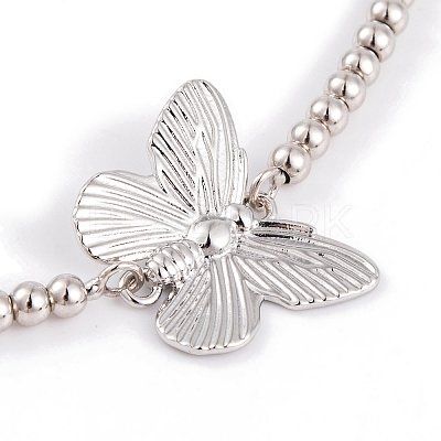 Butterfly Rack Plating Brass Box Chain Slider Bracelets BJEW-S148-02P-1