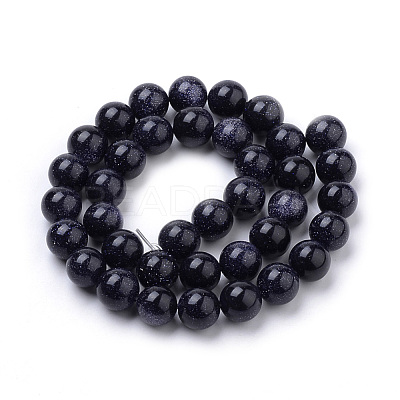 Synthetic Blue Goldstone Beads Strands G-S259-41-8mm-1