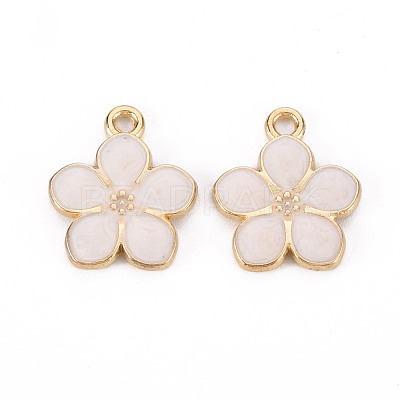 Light Gold Plated Alloy Enamel Pendants ENAM-R136-17F-1