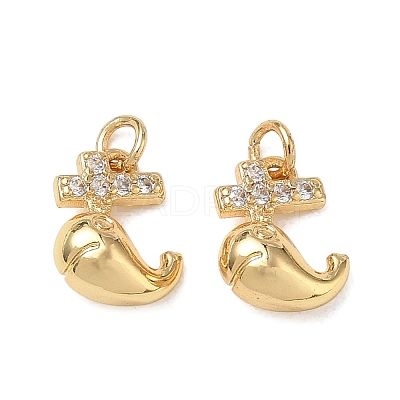 High Polished Ocean Brass Micro Pave Clear Cubic Zirconia Pendants CU-CBAF3CF-02L-01-1