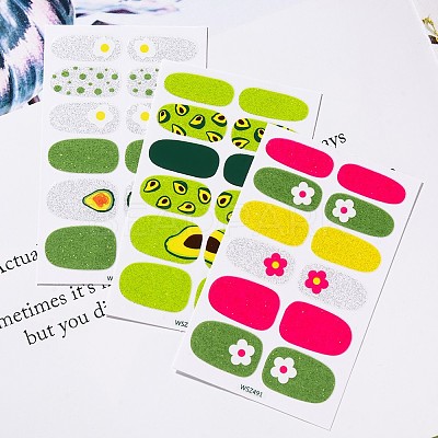 Avocados & Strawberries & Flowers Full Cover Nail Art Stickers MRMJ-T109-WSZ-M2-1