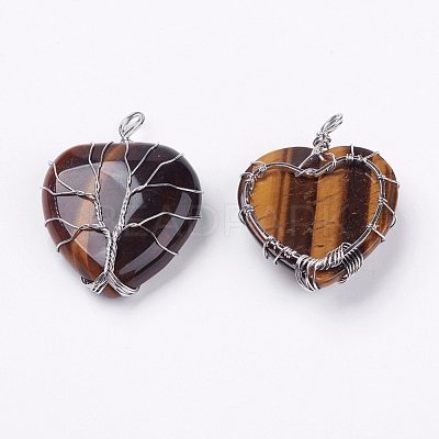 Natural Tiger Eye Pendants G-G713-F10-1