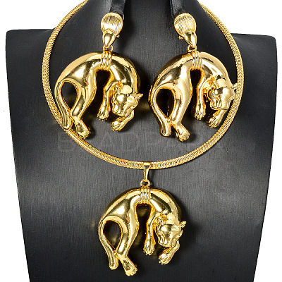 Brass Stud Earrings & Pendant Necklaces Sets for Women FS-WGDC970-02-1