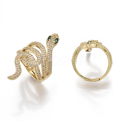 Adjustable Brass Micro Pave Cubic Zirconia Finger Rings ZIRC-R019-004-NF-1