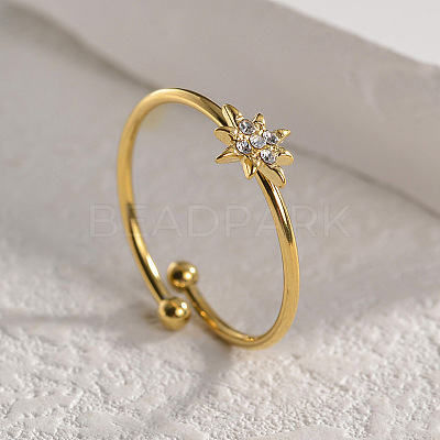 Star 304 Stainless Steel with Crystal Rhinestone Cuff Rings for Women FS-WGC8D6E-02-1