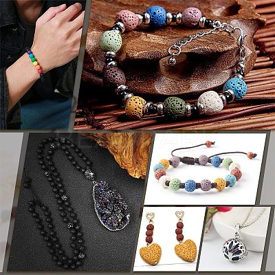 Synthetic Lava Rock Beads Strands X-G-S247-8mm-08-1-1