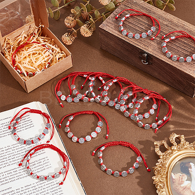 24Pcs Alloy Oval with St. Benedict & Cross Beads Bracelets BJEW-GO0001-23-1