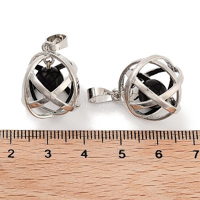 Natural Obsidian Round Ball Pendants G-Q163-05P-06-1