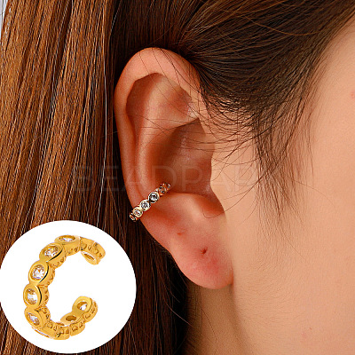 Brass Rhinestone Cuff Earrings WGCA6F2-08-1