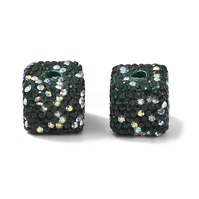Cube Shape Polymer Clay Rhinestone Beads CLAY-NH0001-08I-1