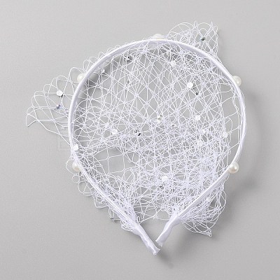 Bridal Rhinestones Pearl Mesh Veil Cloth Hair Bands MRMJ-WH0082-05B-02-1