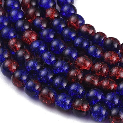 Spray Painted Crackle Glass Beads Strands X-CCG-Q002-8mm-12-1