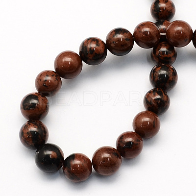 Natural Mahogany Obsidian Round Beads Strands G-S163-10mm-1