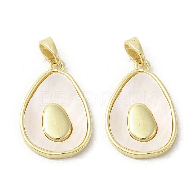 Brass Pave Shell Pendants KK-I708-08A-G-1