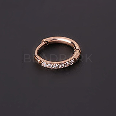 316 Stainless Steel Micro Pave Clear Cubic Zirconia Hoop Cartilage Earrings WG9FB89-02-1