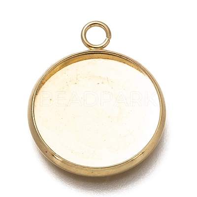 304 Stainless Steel Pendant Cabochon Settings STAS-Z030-01B-G-1