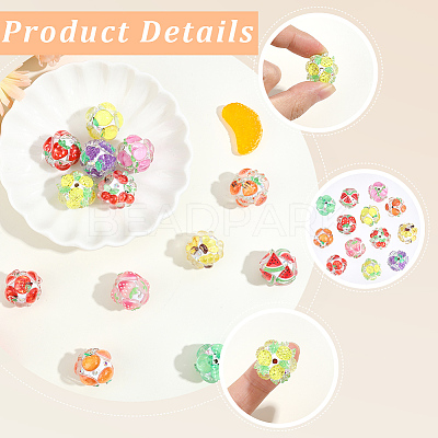 13Pcs 13 Colors Fruit Round Resin Beads RESI-PA0001-53-1