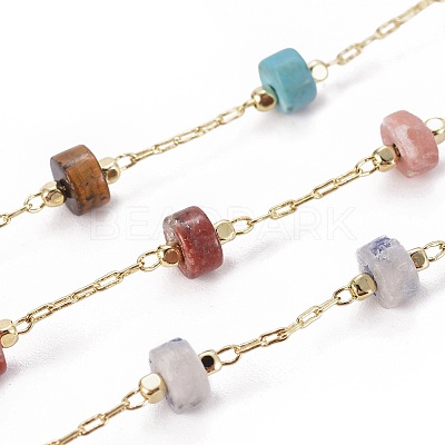 Handmade Natural & Synthetic Mixed Stone Beaded Chains CHC-E019-02B-1