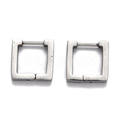 Tarnish Resistant 304 Stainless Steel Square Huggie Hoop Earrings STAS-H156-09A-P-1