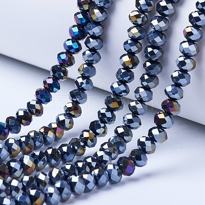 Electroplate Glass Beads Strands EGLA-A044-P8mm-B18-1