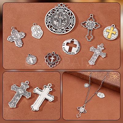 90Pcs 9 Style Tibetan Style Alloy Pendants TIBEP-WR0001-01-1