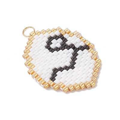 Glass Seed Beaded Twelve Constellations Pendants PALLOY-MZ00891-07-1