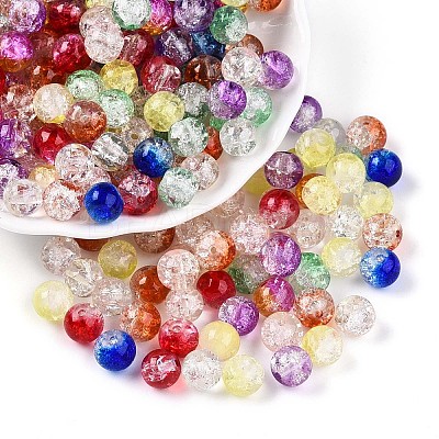Baking Paint Transparent Crackle Glass Beads X1-DGLA-Q018-8mm-M01-1