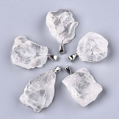 Raw Rough Natural Quartz Crystal Pendants X-G-N0326-52-1