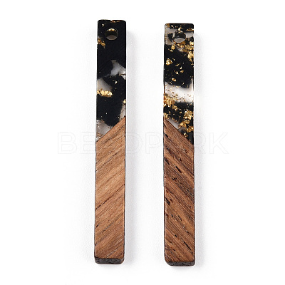 Transparent Resin & Walnut Wood Pendants RESI-N039-24H-1