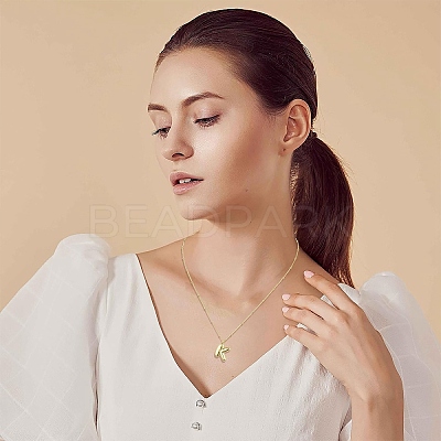 1Pc Initial Letter Brass Pendant Necklaces NJEW-YW0001-24C-1