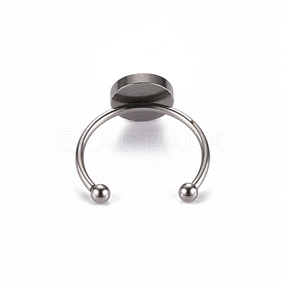 Tarnish Resistant 201 Stainless Steel Cuff Pad Ring Settings STAS-S080-042C-P-1