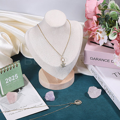 Bust Shaped Wooden Necklace Display Stands NDIS-WH0003-019B-01-1