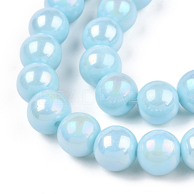 Electroplate Opaque Glass Beads Strands GLAA-T032-P10mm-AB10-1
