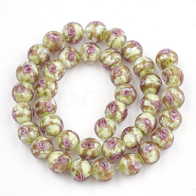 Handmade Gold Sand Lampwork Beads LAMP-T006-09I-1