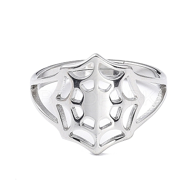 Non-Tarnish 304 Stainless Steel Spider Web Adjustable Rings for Women RJEW-I097-07P-1